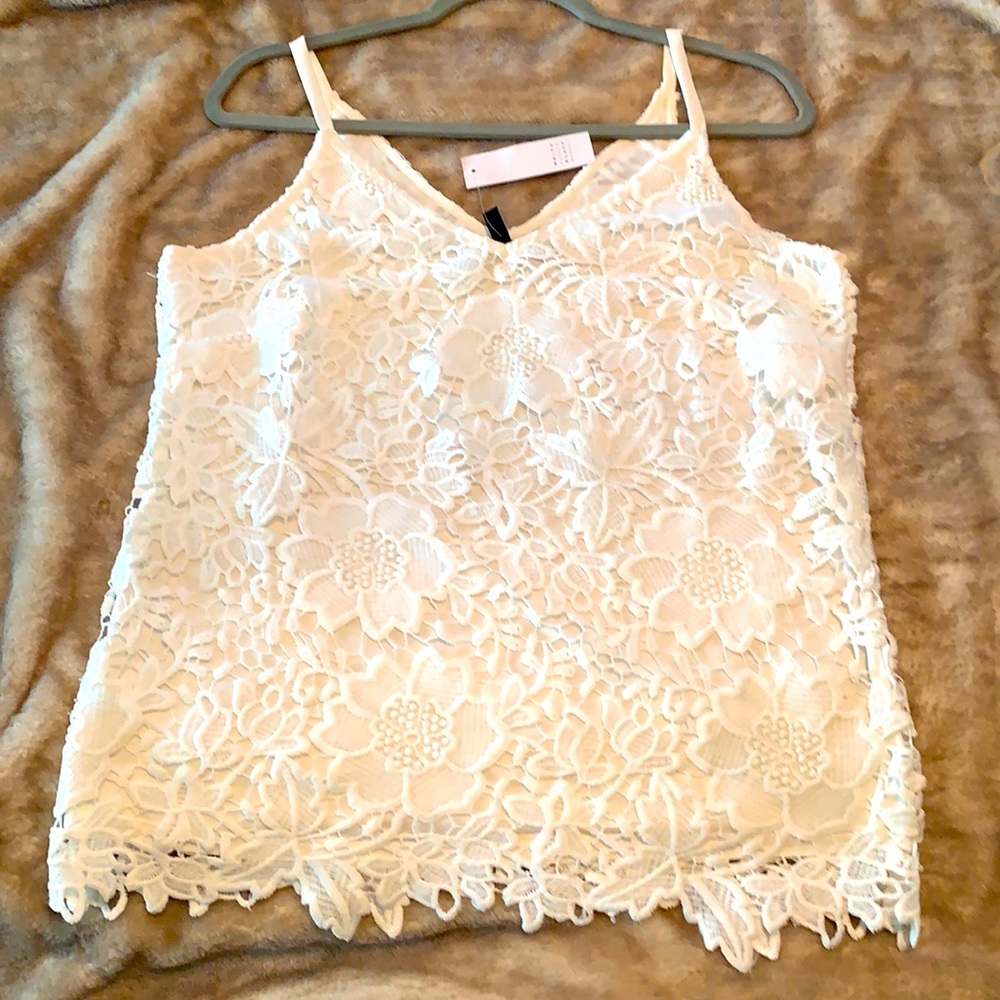 White house black market Lacey white tank top